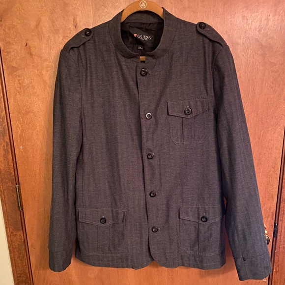 Men’s Guess tab collar jacket/sport coat XL charcoal gray - Picture 1 of 10